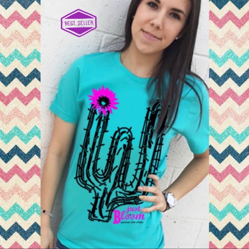 🛍 Teal Bella Canvas Cactus Just Bloom Tee